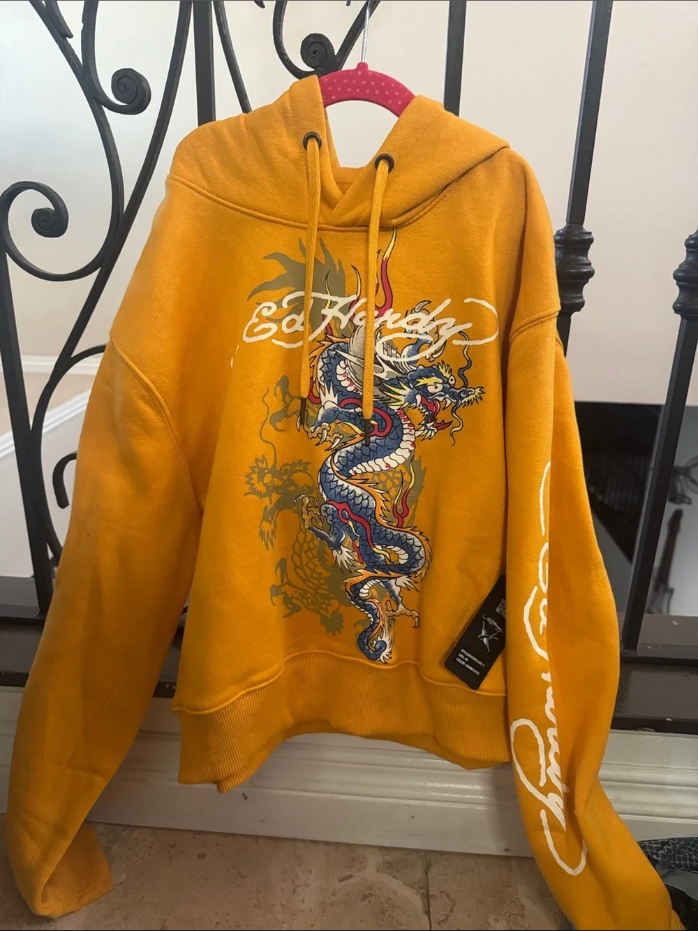 Ed Hardy Mustard Yellow Dragon Turtleneck Sweatshirt